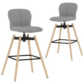 Set de 2 scaune pivotante de bar, vidaXL, Textil/Lemn de fag, 41 x 50 x 98 cm, Gri deschis Set de 2 scaune pivotante de bar, vidaXL, Textil/Lemn de fag, 41 x 50 x 98 cm, Gri deschis