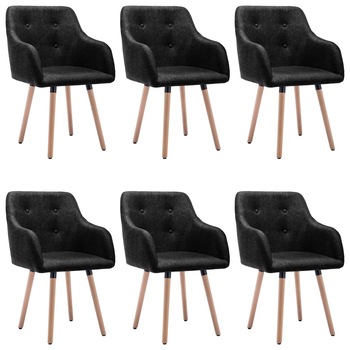 Set scaune de bucatarie, 6 buc, negru, material textil 55 x 52 x 84 cm 3056720 Set scaune de bucatarie, 6 buc, negru, material textil 55 x 52 x 84 cm 3056720