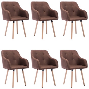 Set scaune de bucatarie, 6 buc, maro, material textil 55 x 52 x 84 cm 3056717 Set scaune de bucatarie, 6 buc, maro, material textil 55 x 52 x 84 cm 3056717