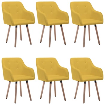 Set scaune de bucatarie, 6 buc, galben mustar, material textil 55 x 52 x 84 cm 3056721 Set scaune de bucatarie, 6 buc, galben mustar, material textil 55 x 52 x 84 cm 3056721