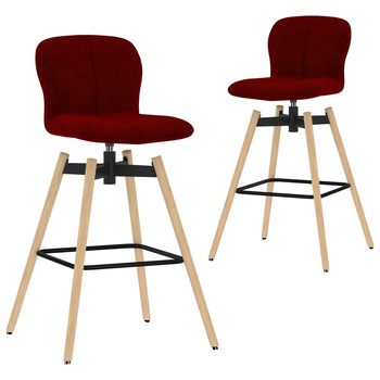 Set de 2 scaune pivotante de bar, vidaXL, Textil/Lemn de fag, 41 x 50 x 98 cm, Grena Set de 2 scaune pivotante de bar, vidaXL, Textil/Lemn de fag, 41 x 50 x 98 cm, Grena