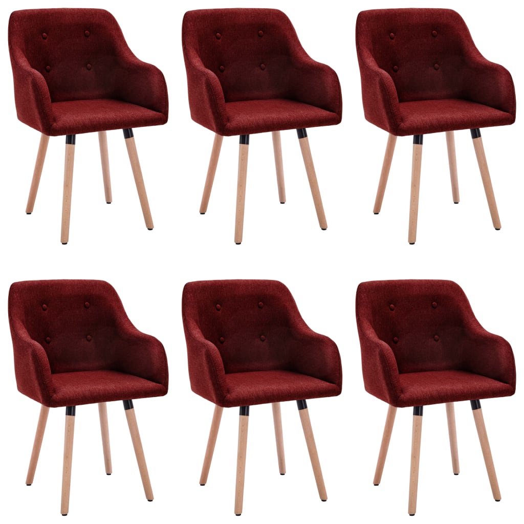 Set scaune de bucatarie, 6 buc, rosu vin, material textil 55 x 52 x 84 cm 3056722