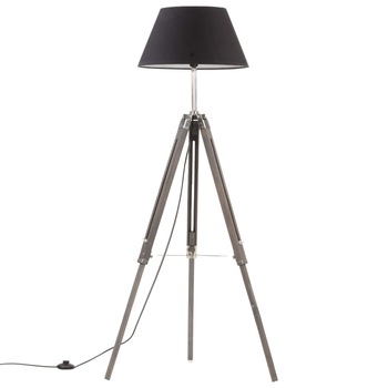 Lampadar trepied, vidaXL, Lemn de tec,25 W, E27, 64 x 59 x (100-141) cm, Negru/Gri Lampadar trepied, vidaXL, Lemn de tec,25 W, E27, 64 x 59 x (100-141) cm, Negru/Gri
