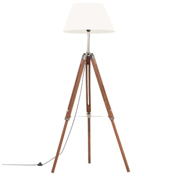 Lampadar trepied, vidaXL, Lemn de tec,25 W, E27, 64 x 59 x (100-141) cm, Maro miere/Alb Lampadar trepied, vidaXL, Lemn de tec,25 W, E27, 64 x 59 x (100-141) cm, Maro miere/Alb