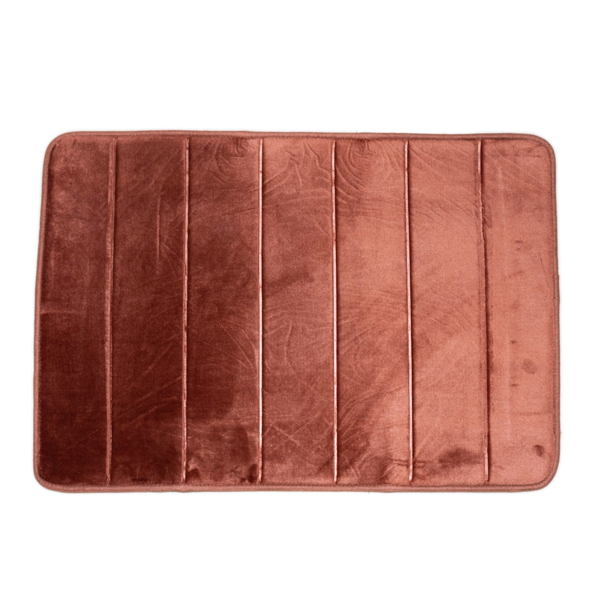 Covoras baie Memory Foam 50x70cm, compozitie spuma cu memorie, gramaj 400g, antiderapant, poliester, model maro teracota