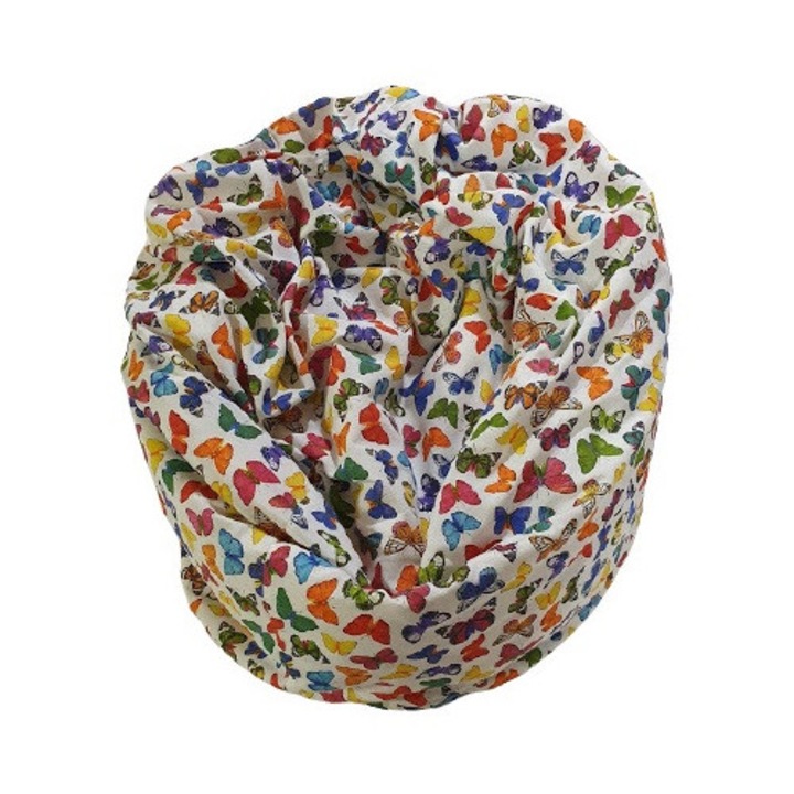 Husa ANALUCA gen fotoliu Beanbag pentru depozitare jucarii de plus, perne, imprimeu fluturi