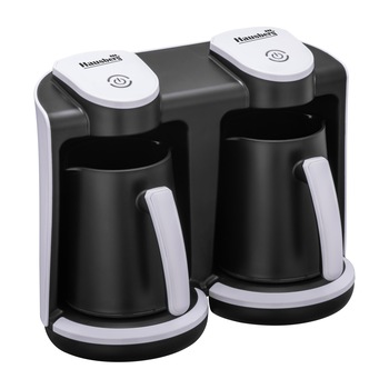 Aparat pentru preparat cafea turceasca Hausberg HB-3820AB, 2 recipiente, 400+400 W, avertizare sonora si luminoasa, Alb/Negru Aparat pentru preparat cafea turceasca Hausberg HB-3820AB, 2 recipiente, 400+400 W, avertizare sonora si luminoasa, Alb/Negru
