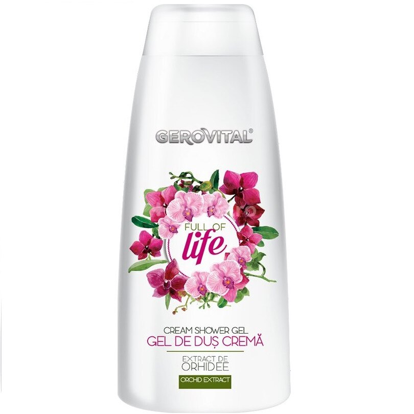 Gel de dus crema cu extract de orhidee Full of Life Gerovital, 750 ml