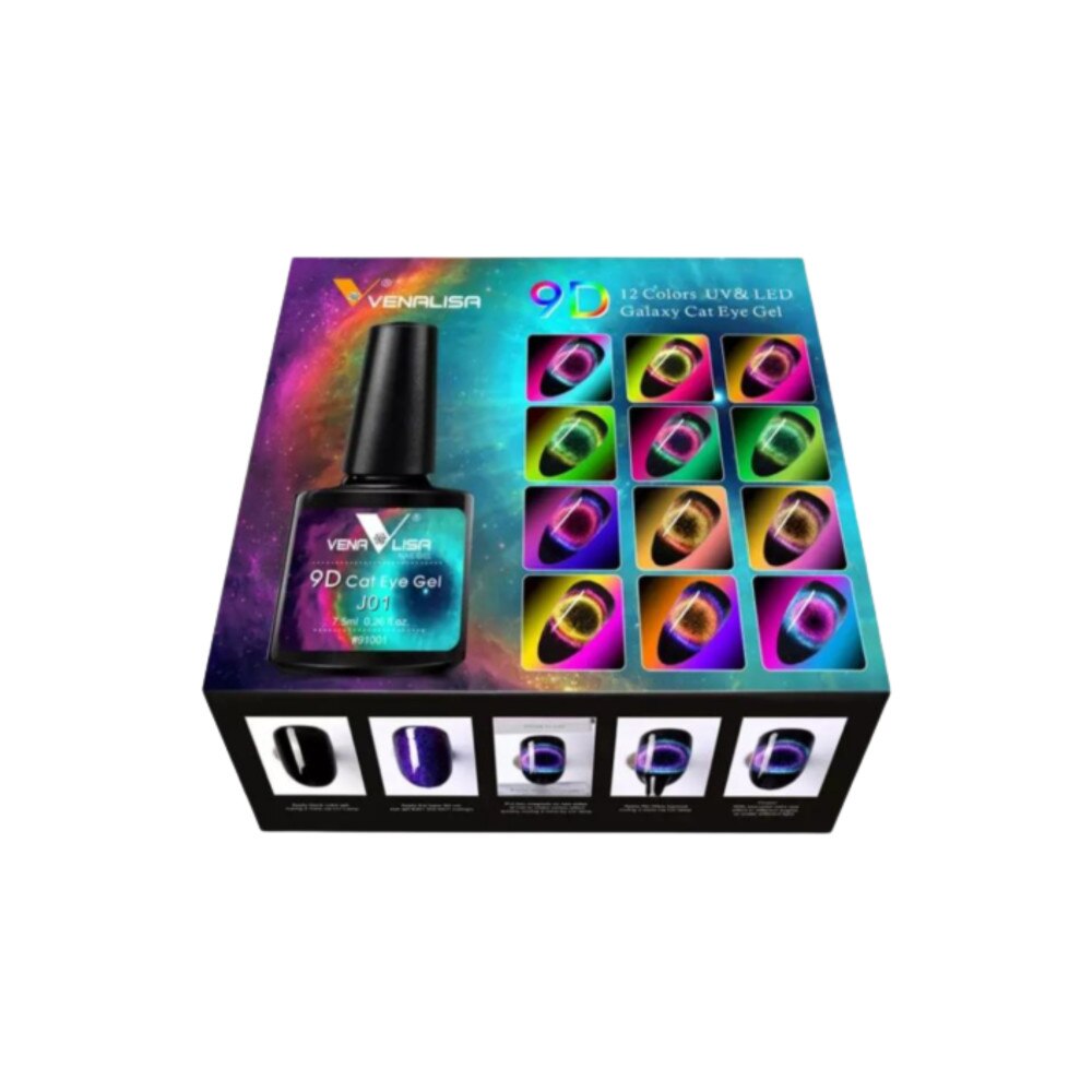 Set pentru Nail Art, Venalisa 9D Cat Eyes Magnetic, 20 piese