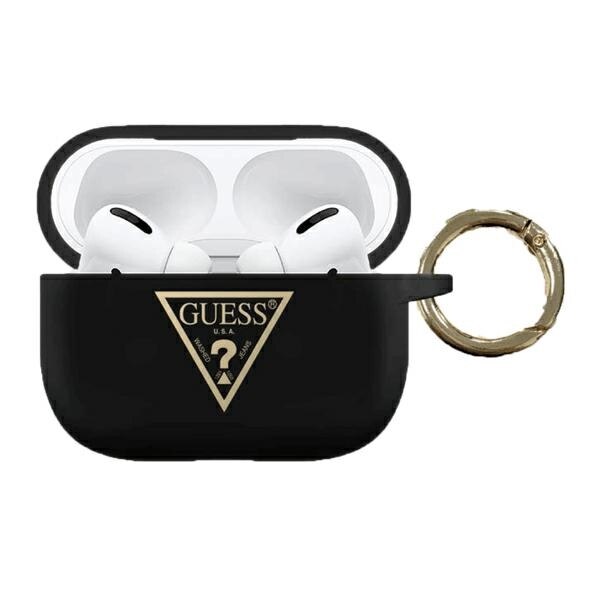 Husa cu holder pentru AirPods Pro Guess Triangle Logo Black