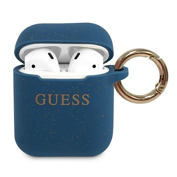 Husa cu holder pentru AirPods Guess Glitter Blue