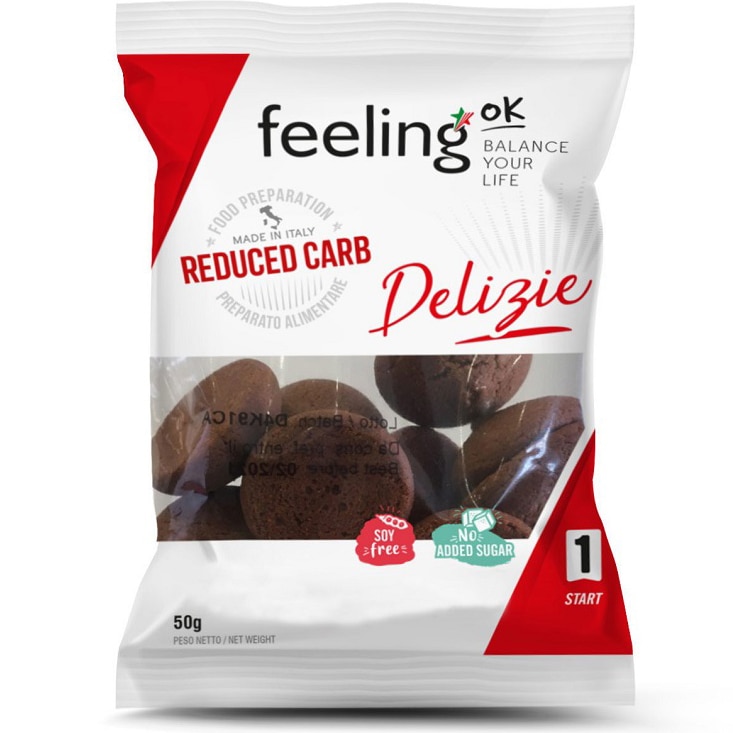 Biscuiti Low-Carb, fara zahar, Delizie cu cacao, FeelingOK, 50g