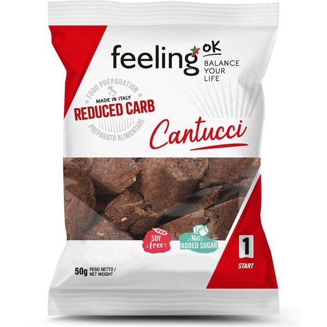 Biscuiti Low-Carb, fara zahar, Cantucci cu cacao, FeelingOK, 50g
