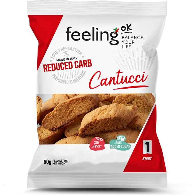 Biscuiti Low-Carb, fara zahar, Cantucci cu migdale, FeelingOK, 50g