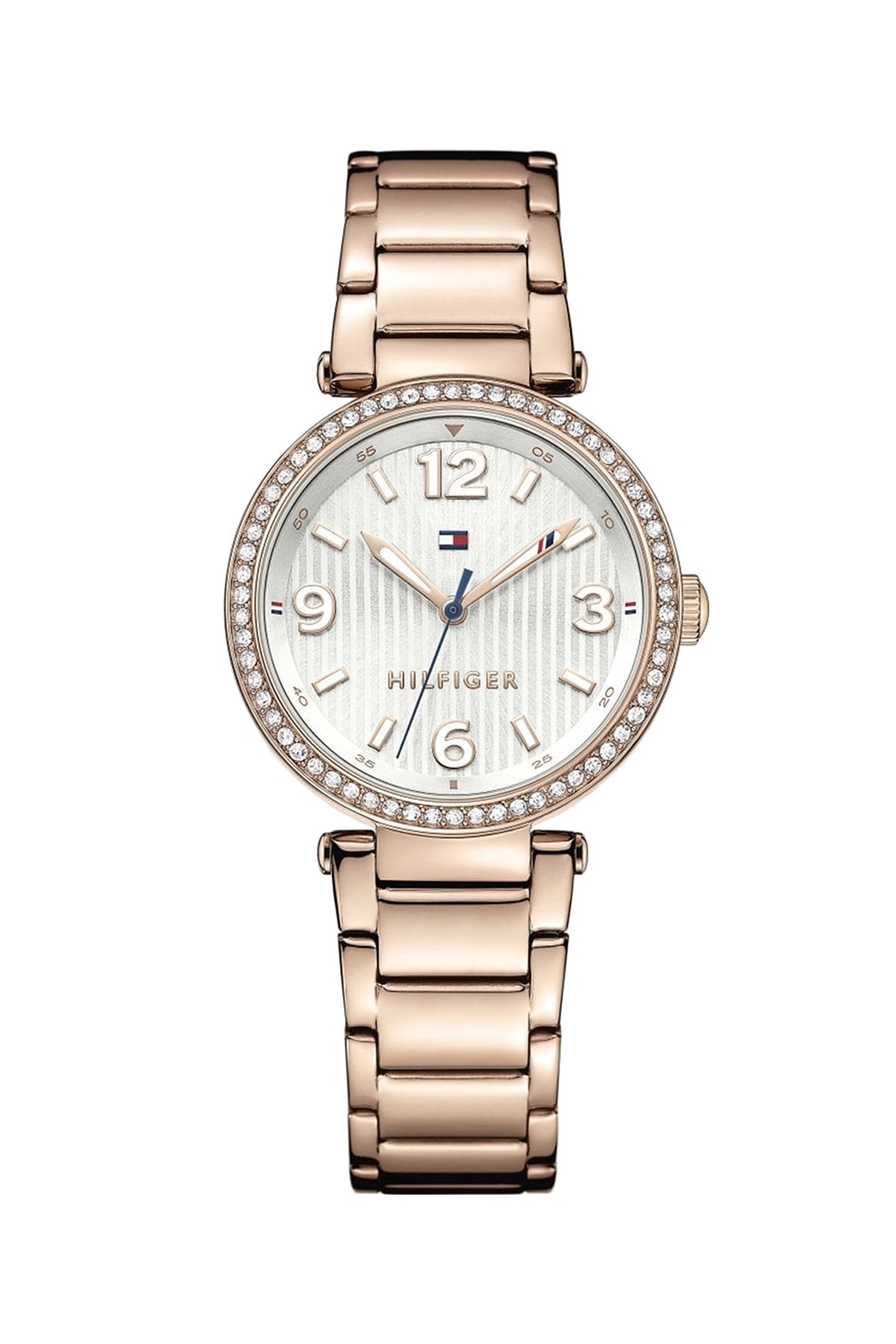 Tommy Hilfiger, Ceas quartz decorat cu cristale, Auriu rose