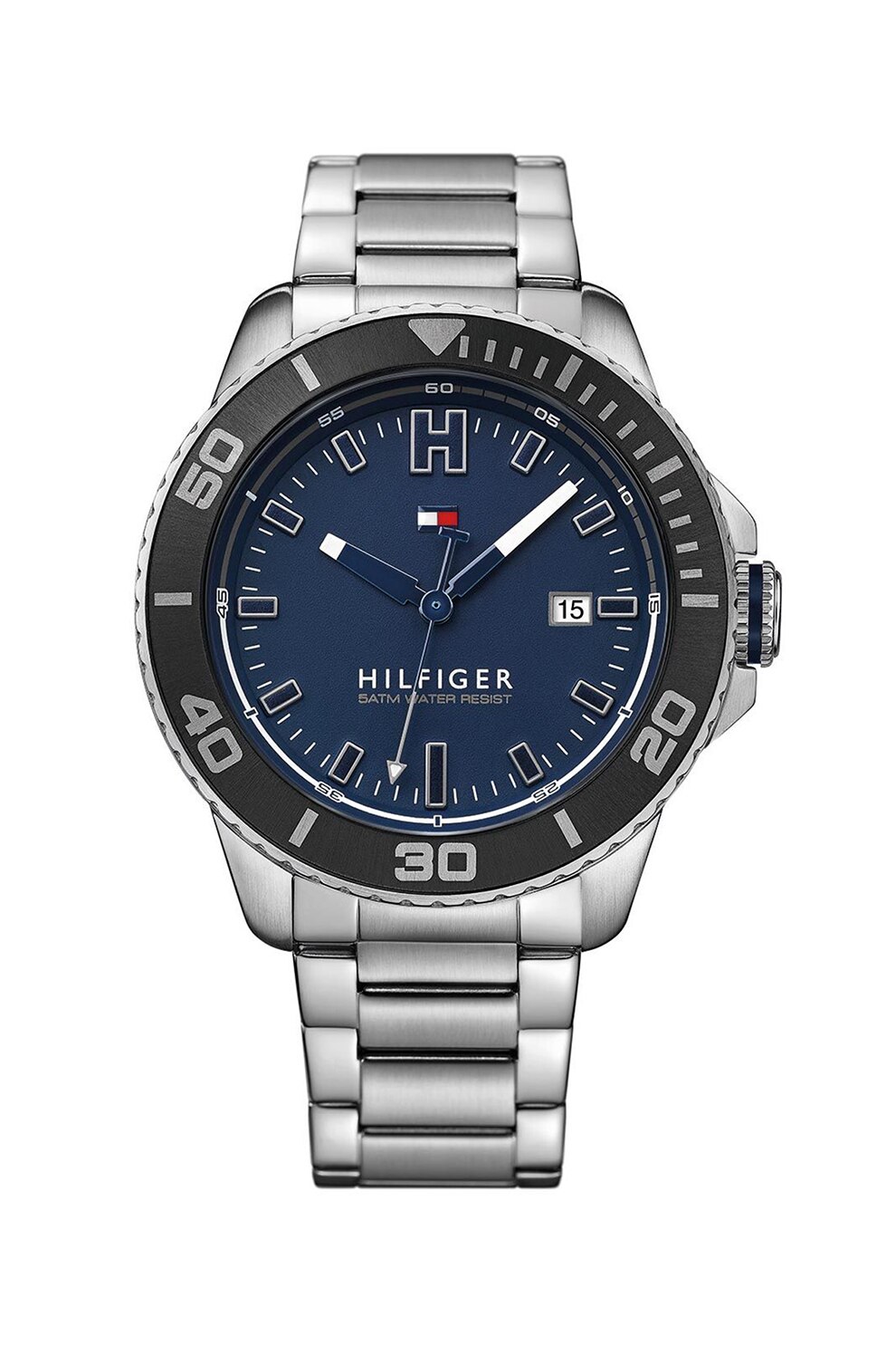 Tommy Hilfiger, Ceas de otel inoxidabil, Argintiu/Negru