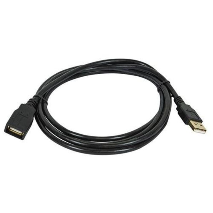 Cablu date, Roline, USB 2.0 A la USB A, 3m, M/F. Negru