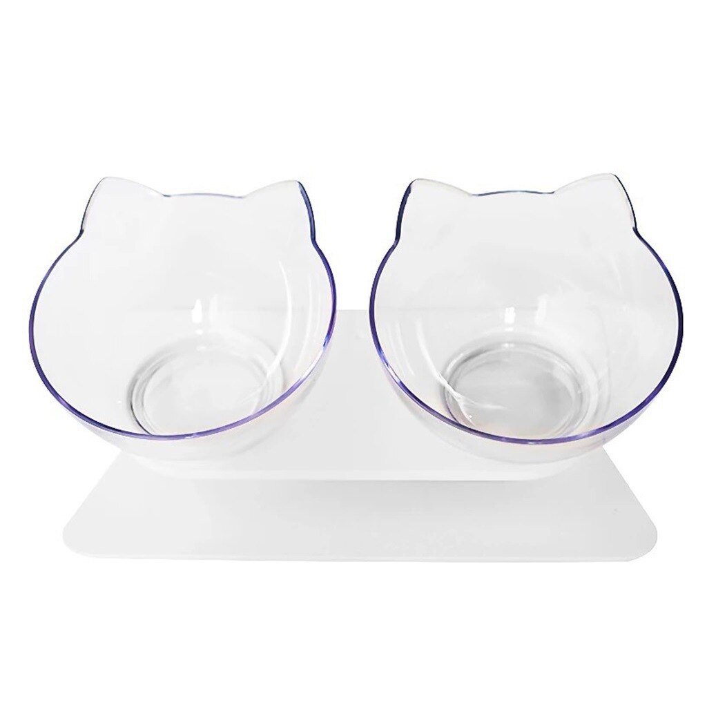 Set 2 boluri pentru pisici, Kaypsre, Ajustare 15°, Suport detasabil, Diametru 13 cm, Transparent
