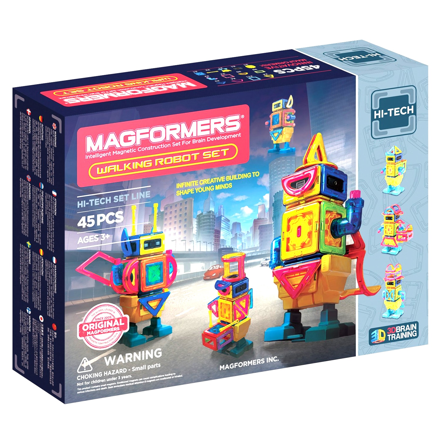 Joc de constructie magnetic MAGFORMERS, Hi, Tech, Roboti, 45 piese