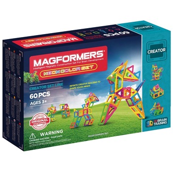 Joc de constructie magnetic MAGFORMERS, Creator, Neon, 60 piese Joc de constructie magnetic MAGFORMERS, Creator, Neon, 60 piese
