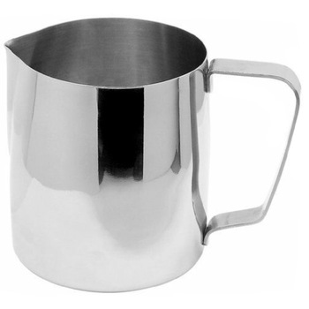 Cana din inox, latiera pentru spumare cu maner, cana de lapte sau cappucino, cu cioc, cana pentru bar, cana barista, 1000 ml, h 12.5 cm, Fackelmann Cana din inox, latiera pentru spumare cu maner, cana de lapte sau cappucino, cu cioc, cana pentru bar, cana barista, 1000 ml, h 12.5 cm, Fackelmann