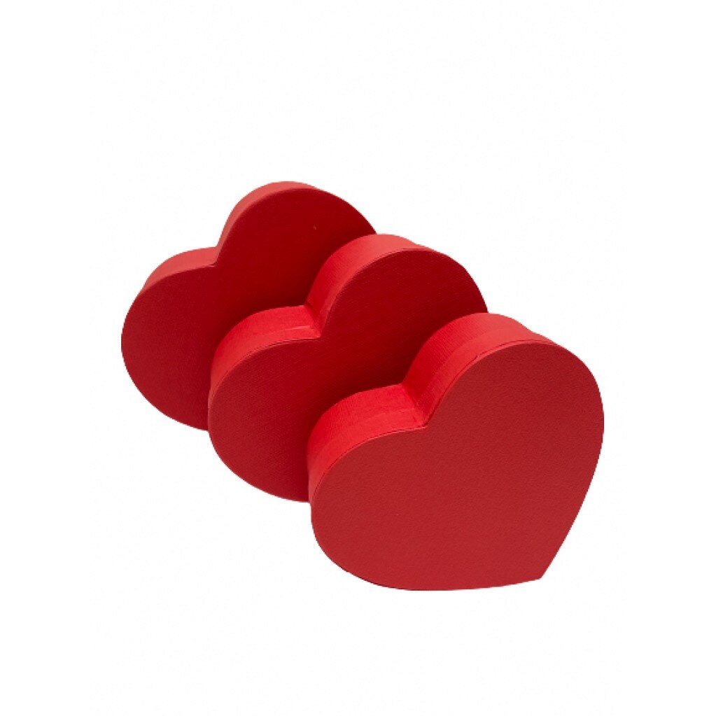 Set 3 cutii tip inima rosu,458 g