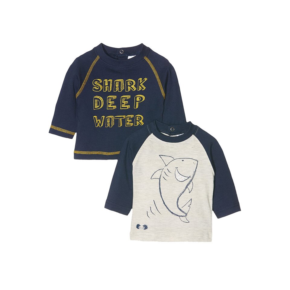 Set 2 bluze bumbac baieti Twins by Julius Hupeden, albastru/gri, marimea 50 cm, 0-1 luni