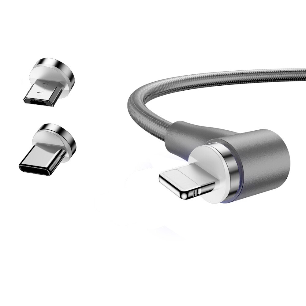 Cablu Incarcare Bigshot M-12, 3 in 1 Magnetic, Micro USB, Type C, Lighting, Gri