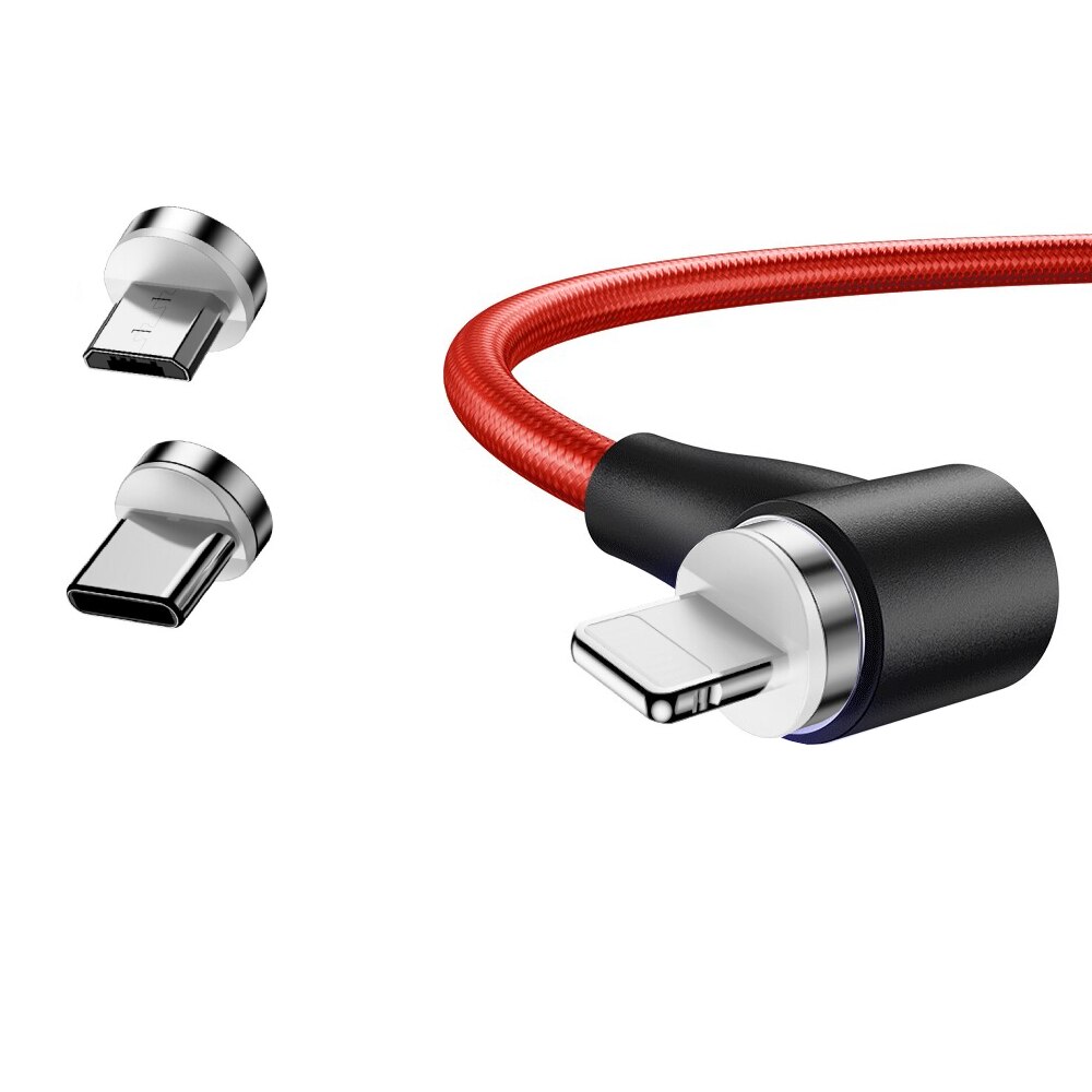 Cablu Incarcare Bigshot M-12, 3 in 1 Magnetic, Micro USB, Type C, Lighting, Rosu