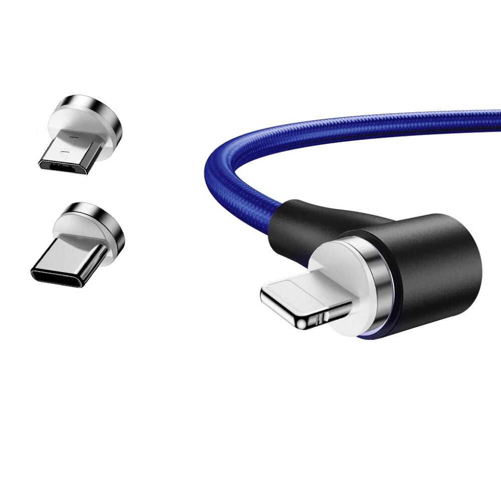 Cablu Incarcare Bigshot M-12, 3 in 1 Magnetic, Micro USB, Type C, Lighting, Albastru