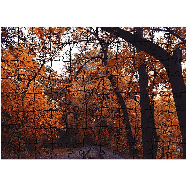 Puzzle Heartwork 96 piese, Tunel natural cu frunze rosii, toamna, Latime 40,5 cm x Inaltime 28,7 cm