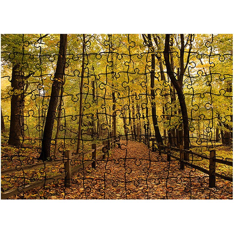 Puzzle Heartwork 96 piese, Drum prin padure cu gardut, toamna, Latime 40,5 cm x Inaltime 28,7 cm