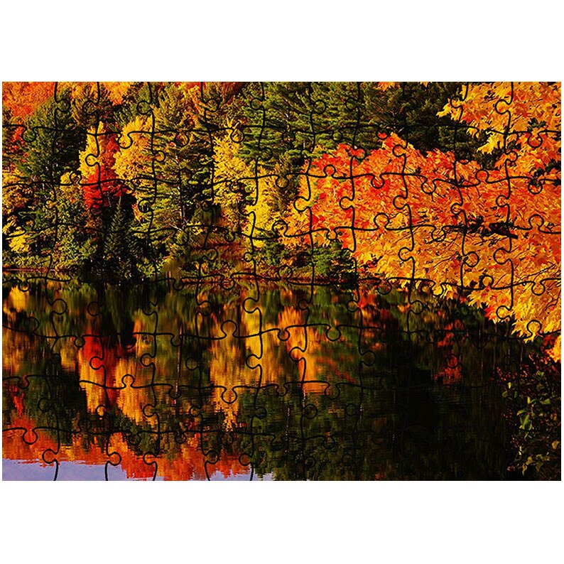 Puzzle Heartwork 96 piese, Reflexie colorata la munte, toamna, Latime 40,5 cm x Inaltime 28,7 cm