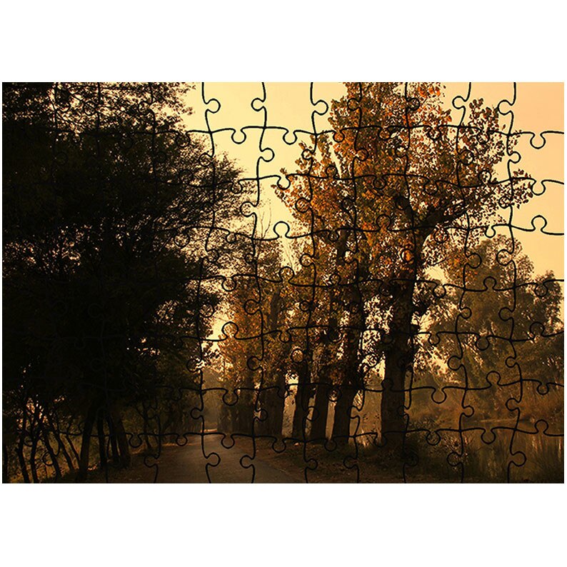 Puzzle Heartwork 96 piese, Lumina serii pe drum, toamna, Latime 40,5 cm x Inaltime 28,7 cm