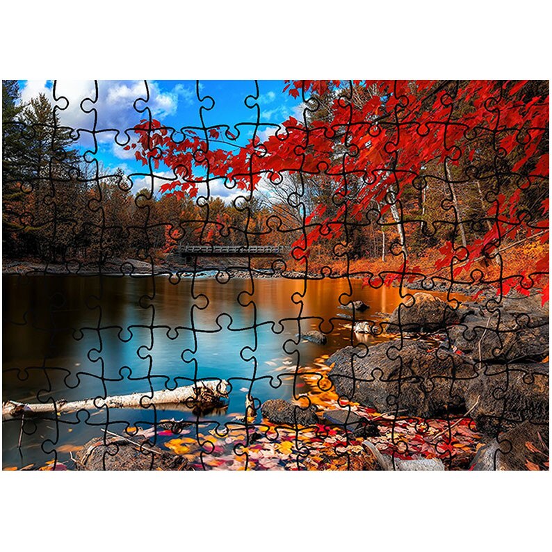 Puzzle Heartwork 96 piese, Oglinda lacului toamna, toamna, Latime 40,5 cm x Inaltime 28,7 cm