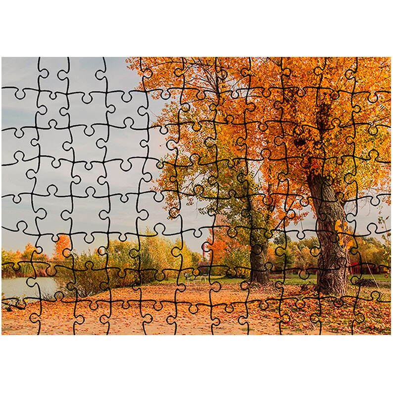 Puzzle Heartwork 96 piese, Plopi langa rau, toamna, Latime 40,5 cm x Inaltime 28,7 cm