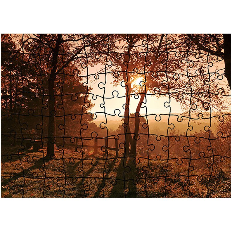Puzzle Heartwork 96 piese, Bancuta cu vedere spre vale, toamna, Latime 40,5 cm x Inaltime 28,7 cm