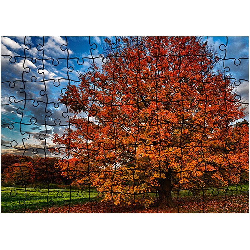 Puzzle Heartwork 96 piese, Aproape desfrunzit, toamna, Latime 40,5 cm x Inaltime 28,7 cm