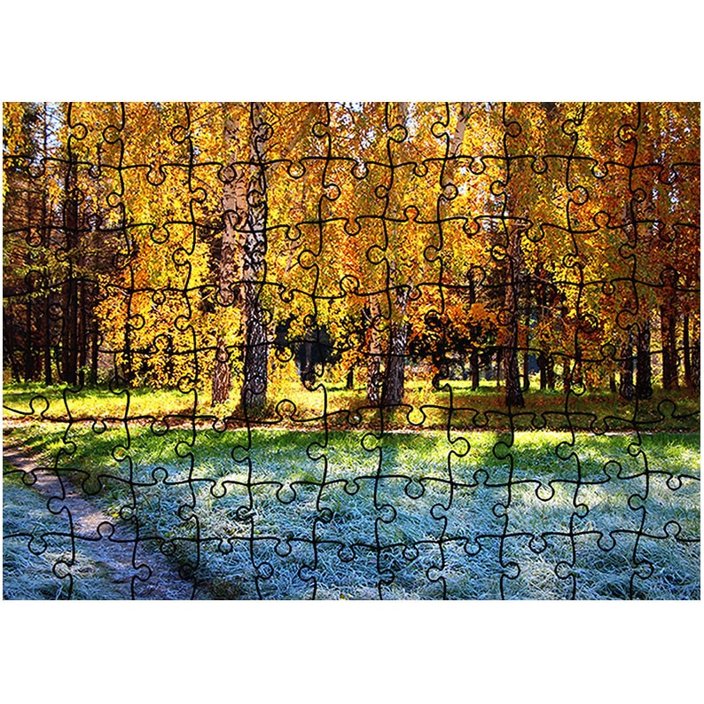Puzzle Heartwork 96 piese, Iarba inghetata dimineata de toamna, toamna, Latime 40,5 cm x Inaltime 28,7 cm
