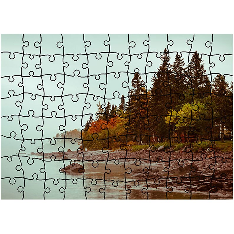 Puzzle Heartwork 96 piese, Malul lacului pietros, toamna, Latime 40,5 cm x Inaltime 28,7 cm