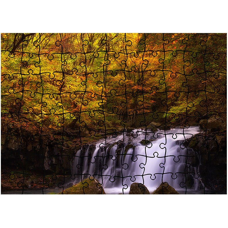Puzzle Heartwork 96 piese, Cascada in atmosfera de toamna, toamna, Latime 40,5 cm x Inaltime 28,7 cm