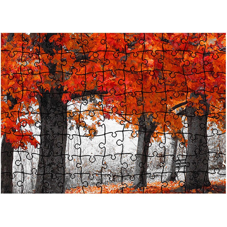 Puzzle Heartwork 96 piese, Rosu predominant, toamna, Latime 40,5 cm x Inaltime 28,7 cm