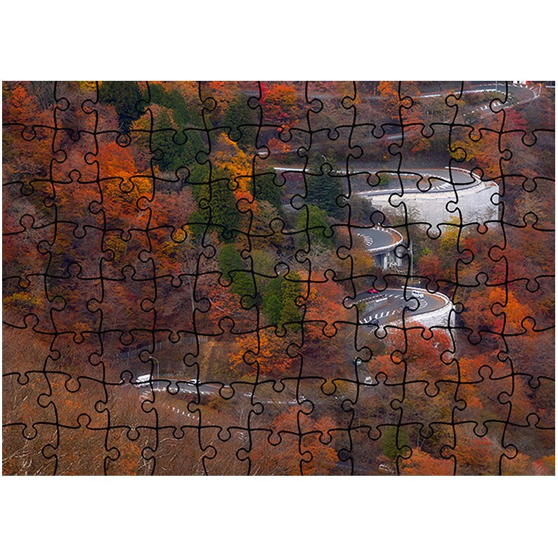Puzzle Heartwork 96 piese, Drum serpuit pe munte, toamna, Latime 40,5 cm x Inaltime 28,7 cm