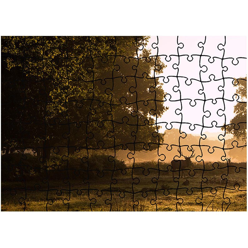 Puzzle Heartwork 96 piese, Familie de caprioare in poiana, toamna, Latime 40,5 cm x Inaltime 28,7 cm