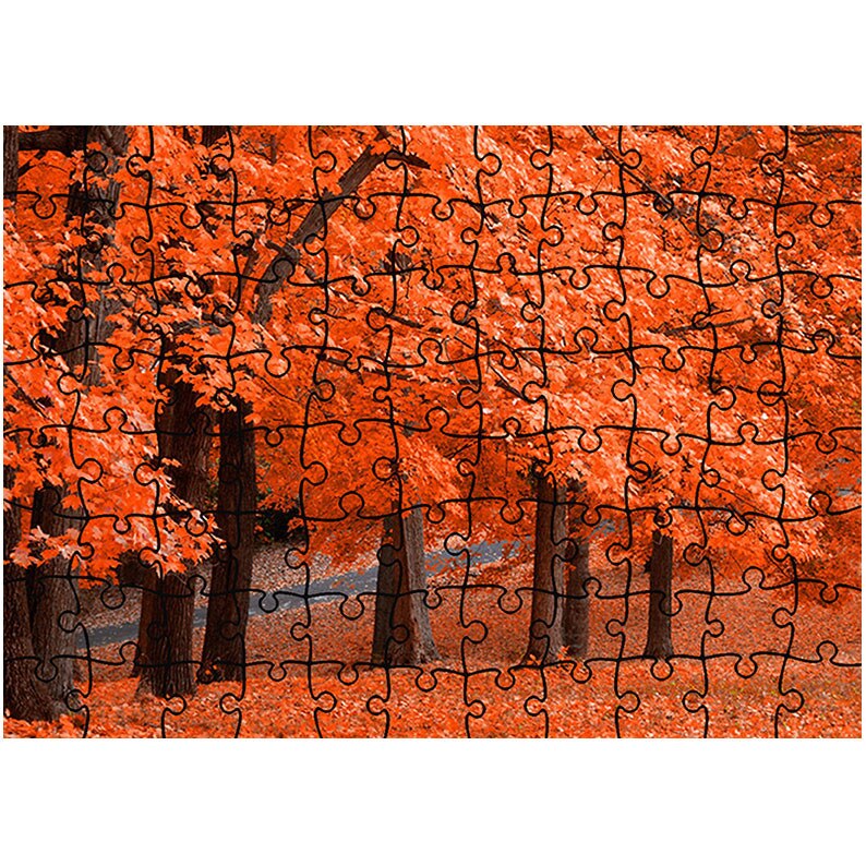 Puzzle Heartwork 96 piese, Covor de frunze rosu puternic, toamna, Latime 40,5 cm x Inaltime 28,7 cm