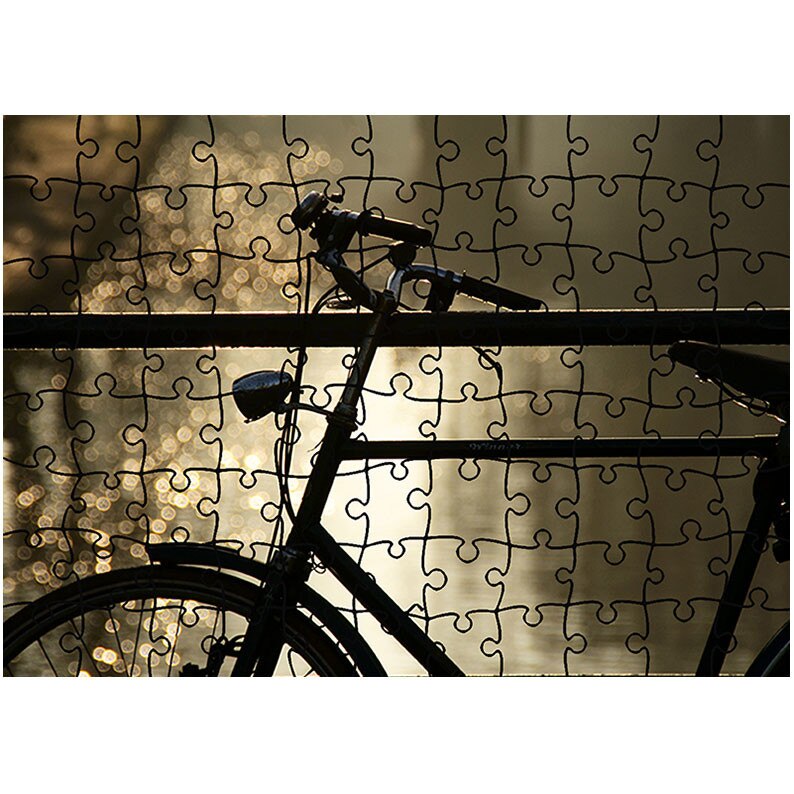 Puzzle Heartwork 96 piese, Bicicleta la marginea apei, toamna, Latime 40,5 cm x Inaltime 28,7 cm