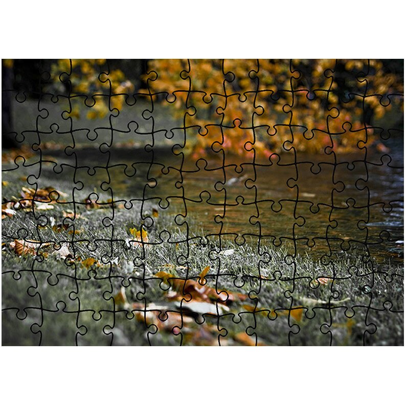 Puzzle Heartwork 96 piese, Frunze uscate pe malul raului, toamna, Latime 40,5 cm x Inaltime 28,7 cm