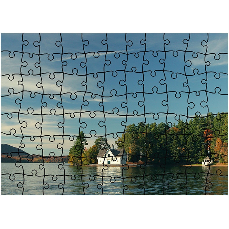 Puzzle Heartwork 96 piese, Intre padure si lac, toamna, Latime 40,5 cm x Inaltime 28,7 cm