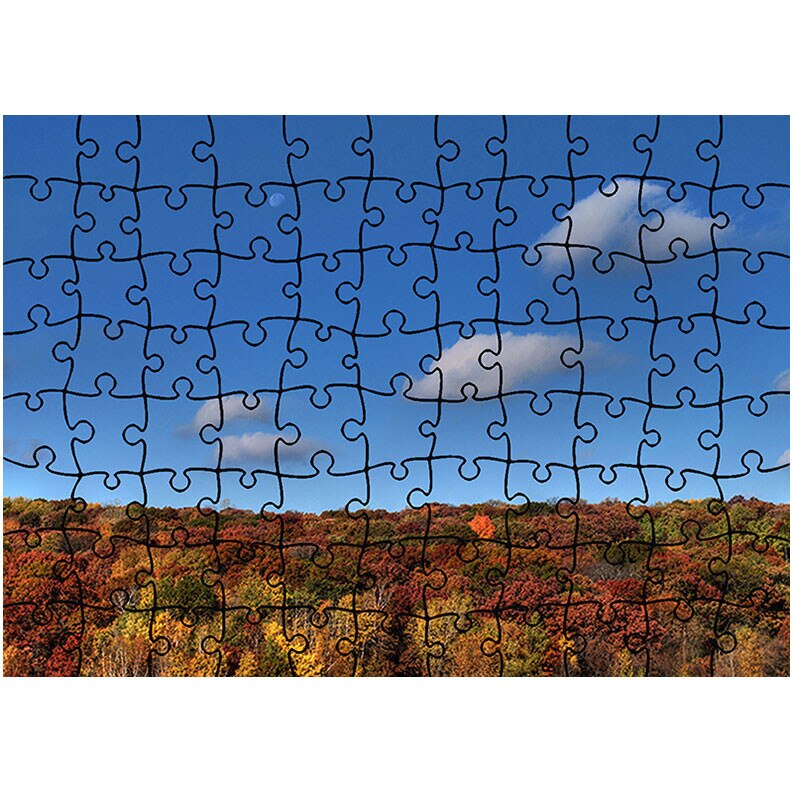 Puzzle Heartwork 96 piese, Luna peste padure, toamna, Latime 40,5 cm x Inaltime 28,7 cm