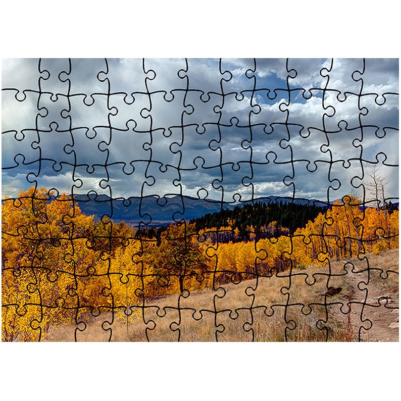 Puzzle Heartwork 96 piese, Poiana pe munte in culori de toamna, toamna, Latime 40,5 cm x Inaltime 28,7 cm